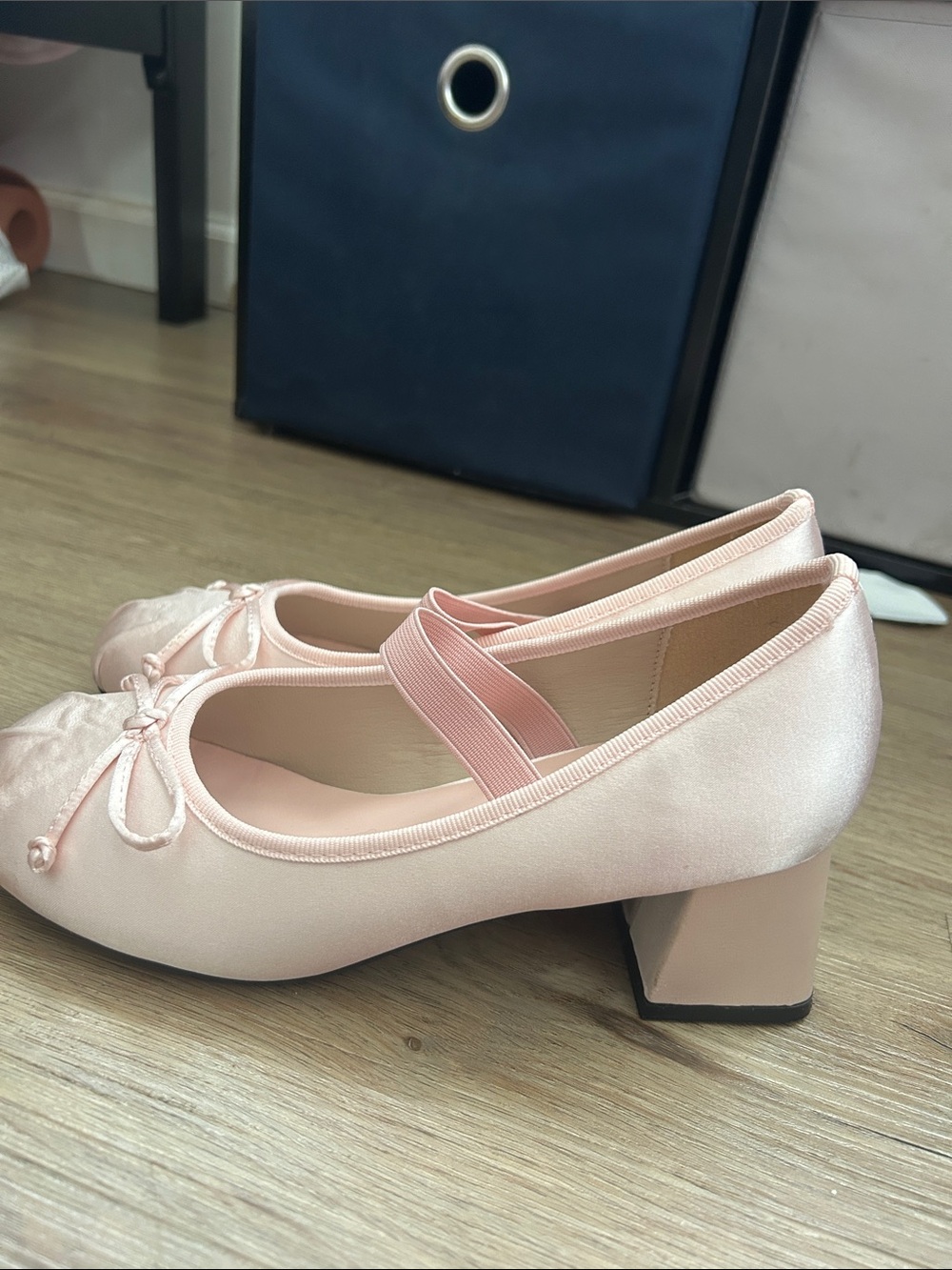 Cider Blush Satin Mary Jane Block Heels
